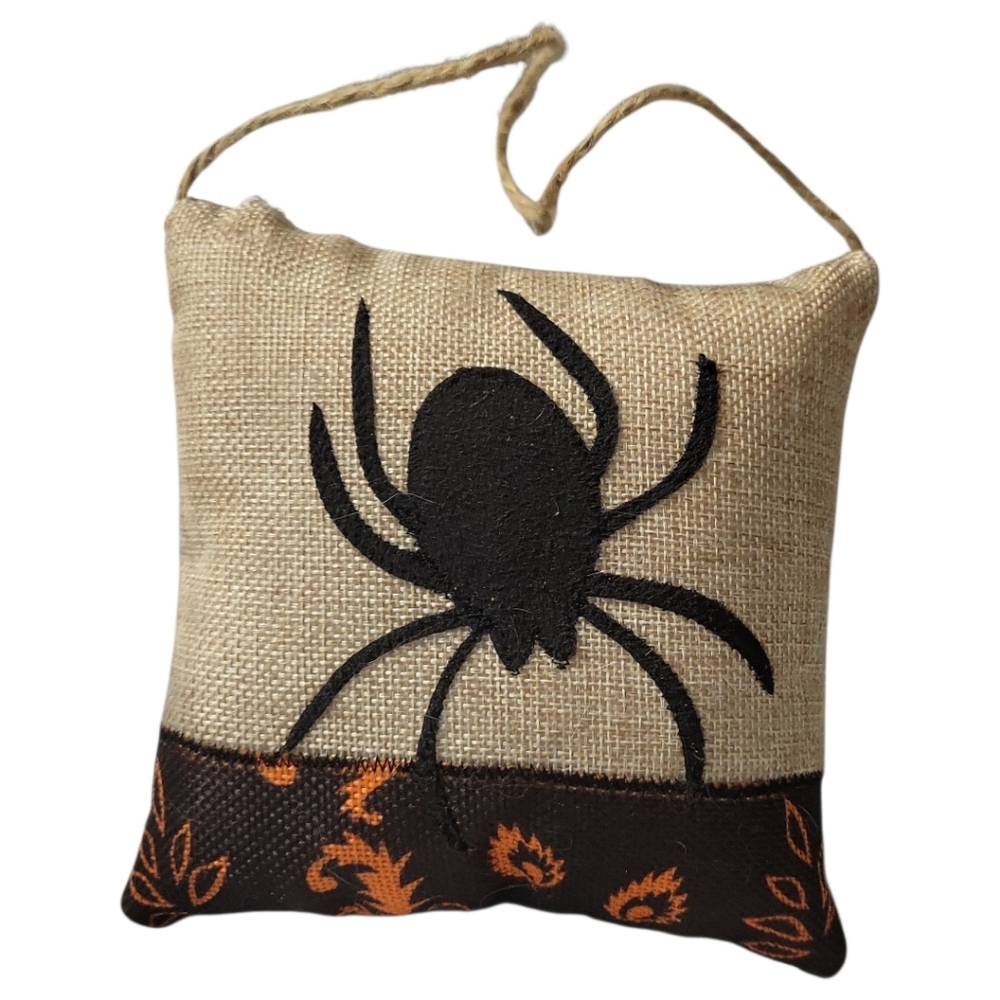 Halloween Spider Burlap Mini Pillow Small Dog Toy Bowl Filler Jute Hanging Rope